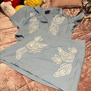 Embroidered Blue Women's skirt set
